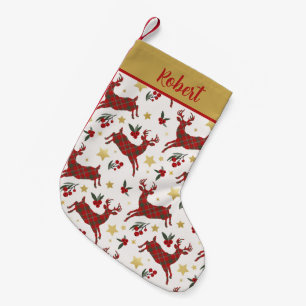 Plaid Reindeer Personalised Christmas Stocking