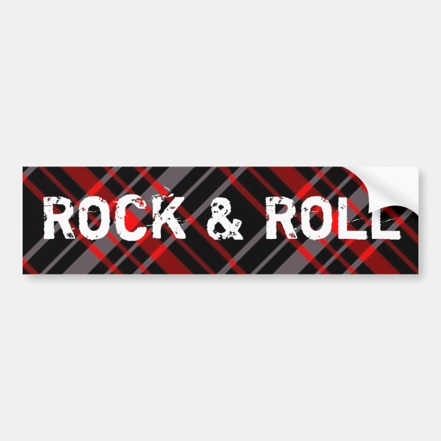 Plaid Rock and Roll Bumper Sticker (Front)