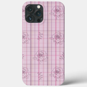 Plaid rose pink  iPhone 13 pro max case