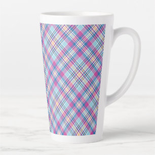 Plaid Royal Blue Black Checks Pattern-52902 Latte Mug