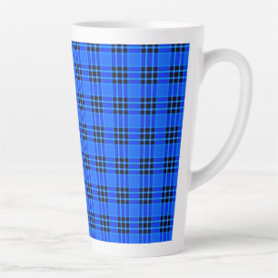 Plaid Royal Blue Black Checks Pattern-57686 Latte Mug