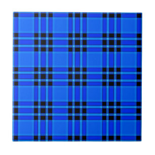 Plaid Royal Blue Black Checks Pattern-57688 Tile