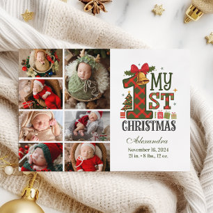  Plaid Rustic 7 Photo  First Christmas Holiday Card