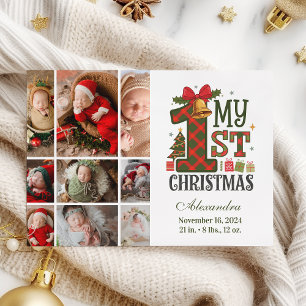  Plaid Rustic 9 Photo  First Christmas Holiday Card