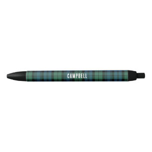 Plaid Rustic Clan Campbell Tartan Personalised Black Ink Pen
