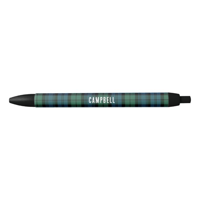 Plaid Rustic Clan Campbell Tartan Personalised Black Ink Pen (Front)