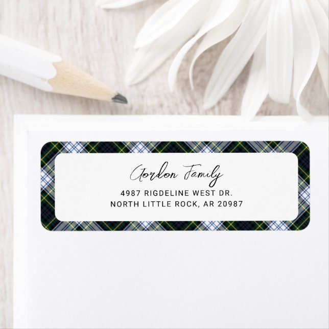 Plaid Rustic Clan Gordon Tartan Return Address (Insitu)