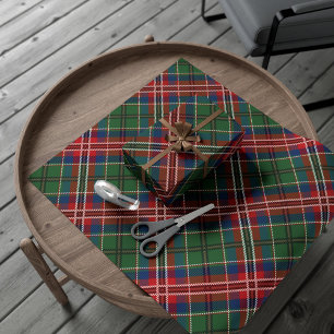 Plaid Rustic Clan MacCulloch Red Green Tartan Wrapping Paper