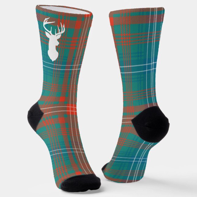 Plaid Rustic Clan Wilson Orange Tartan Socks (Angled)