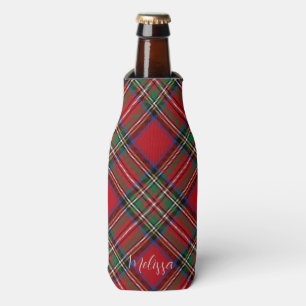 Plaid Rustic Classic Stewart Tartan Personalised Bottle Cooler