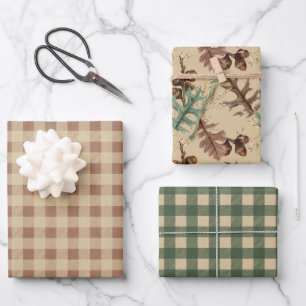Plaid Rustic Cottagecore Wrapping Paper Sheets