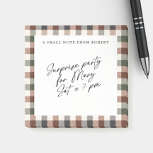 Plaid Rustic Earth Tones Small Sticky Notepad 