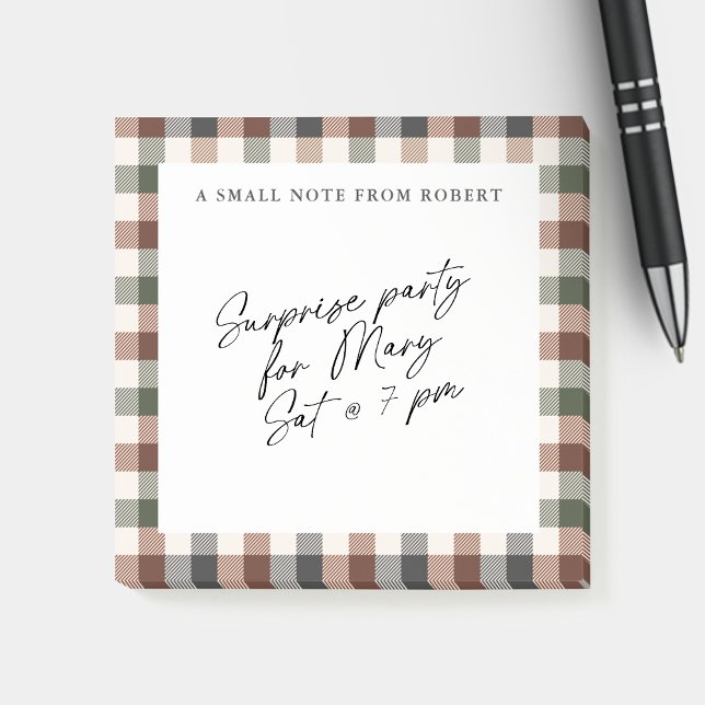 Plaid Rustic Earth Tones Small Sticky Notepad  (Creator Uploaded)