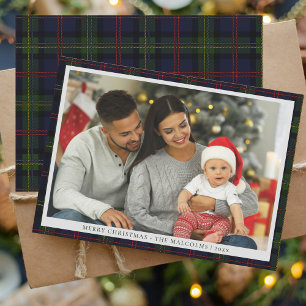 Plaid Rustic Family Photo Malcolm Tartan Holiday Card