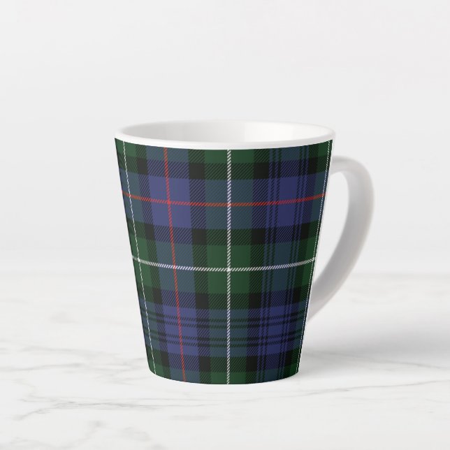 Plaid Rustic MacKenzie Green Black Tartan Latte Mug (Right Angle)