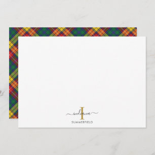 Plaid Rustic Monogram Initial Name Holiday Card