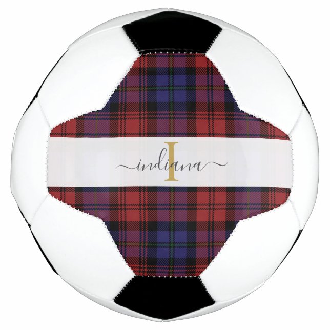 Plaid Rustic Monogram Script Tartan Football (Front)