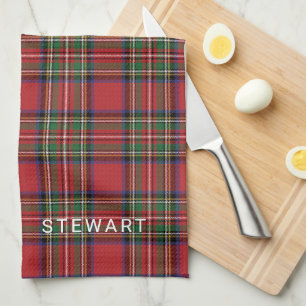 Plaid Rustic Red and Green Stewart Tartan Tea Towel