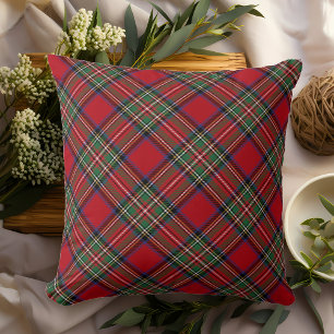 Plaid Rustic Red Green Classic Stewart Tartan Cushion