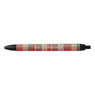 Plaid Rustic School Teacher Elegant Black Ink Pen