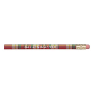 Plaid Rustic School Teacher Personalised Pencil