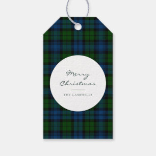 Plaid Rustic Script Campbell Military Tartan Gift Tags