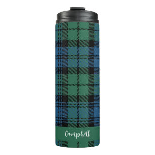 Plaid Rustic Script Campbell Tartan Custom Thermal Tumbler
