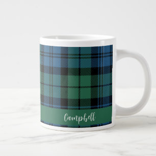 Plaid Rustic Script Green Campbell Tartan Custom Large Coffee Mug