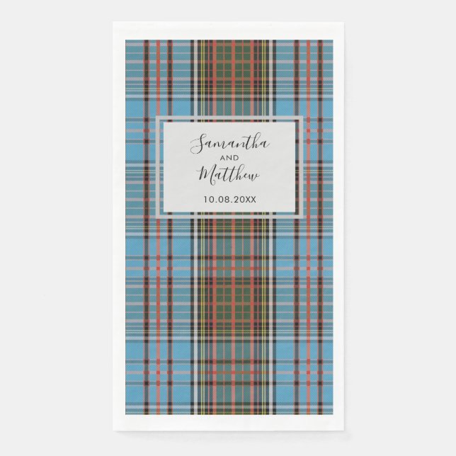 Plaid Rustic Script Wedding Tartan Napkin (Front)
