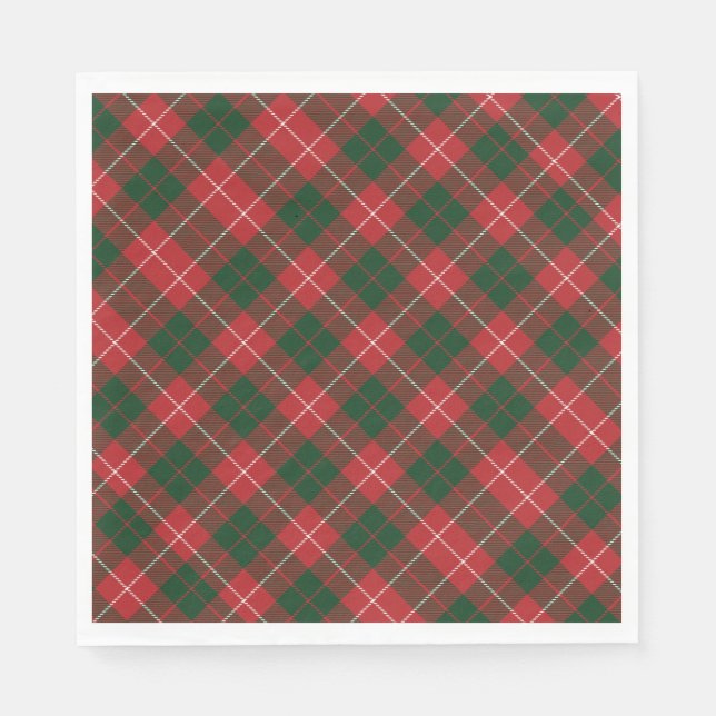 Plaid Rustic Tartan Red Green Family Holidays Napkin (Front)