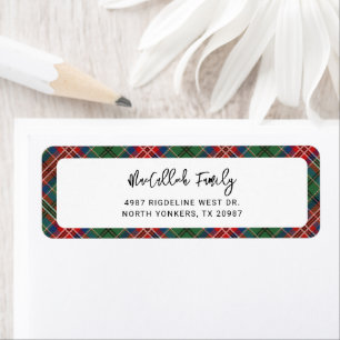 Plaid Rustic Tartan Red Return Address