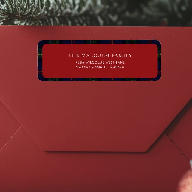 Plaid Rustic Tartan Return Address (Elegant Rustic Plaid Malcolm Tartan Return Address Label)