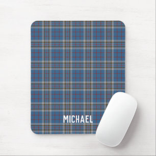 Plaid Rustic Thompson Blue Grey Check Tartan Mouse Mat