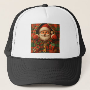 Plaid Santa Claus Christmas Design Trucker Hat