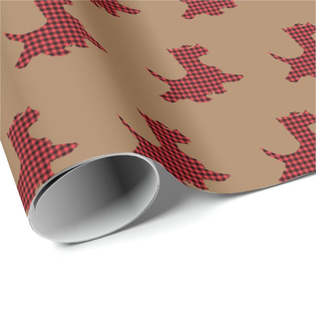 Plaid Scottie Dog Gift Wrapping Paper Scotty (Roll Corner)