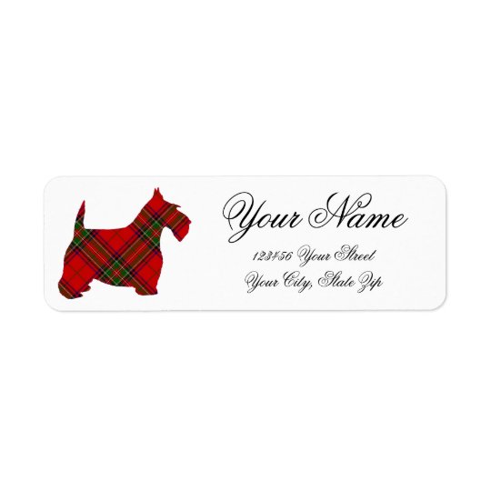 Plaid Scottie Personalise Return Address Label