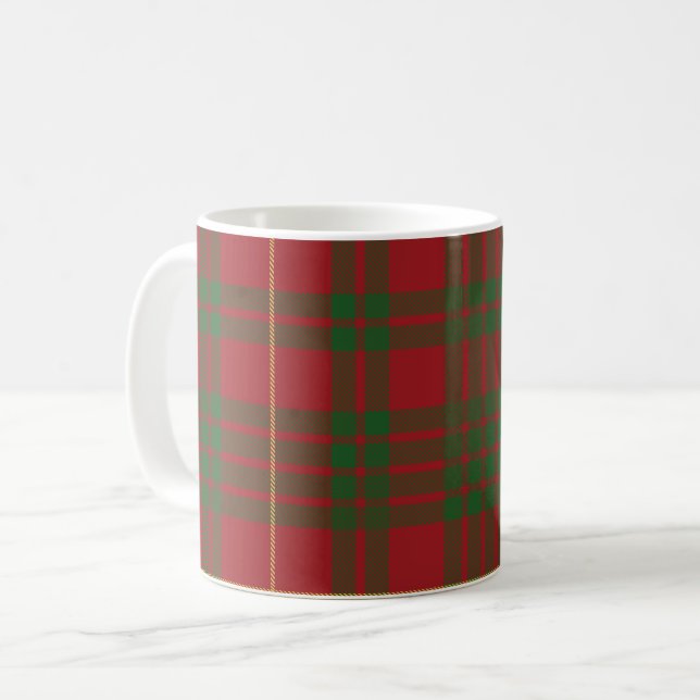 Plaid Scottish Clan MacTavish Red Green Check Coffee Mug (Front Left)