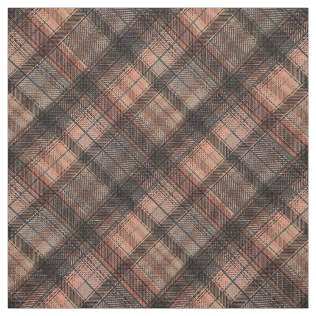 Plaid Scottish coral black classic Fabric (Swatch)