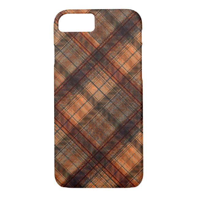 Plaid Scottish tartan brown orange black classic Case-Mate iPhone Case (Back)