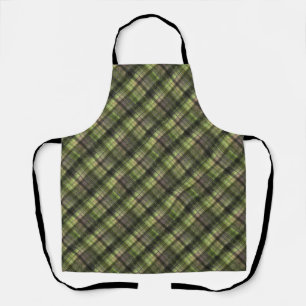 Plaid Scottish tartan green black classic Apron