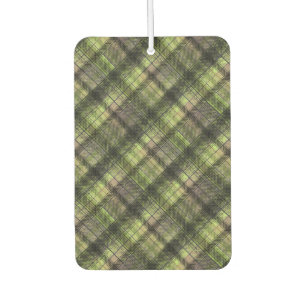 Plaid Scottish tartan green black classic Car Air Freshener