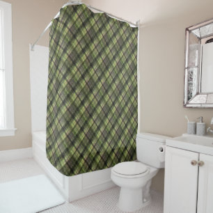 Plaid Scottish tartan green black classic Shower Curtain
