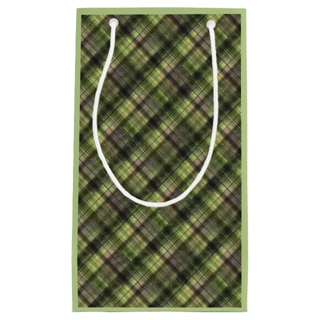 Plaid Scottish tartan green black classic Small Gift Bag (Front)