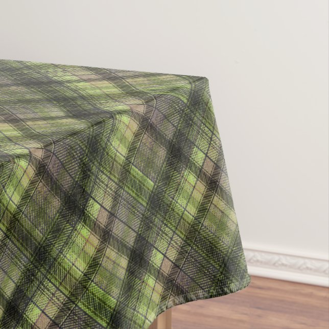 Plaid Scottish tartan green black classic Tablecloth (In Situ)