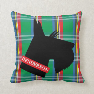 Plaid Scottish Terrier Personalised Throw Pillow