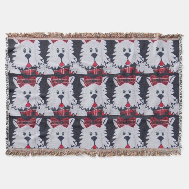 plaid scottish terrier puppy dog throw blanket (Front)