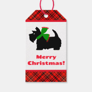 Plaid Scotty Dog Merry Christmas Gift Ideas Gift Tags