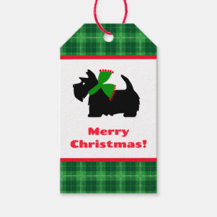 Plaid Scotty Dog Merry Christmas Gift Ideas Tags