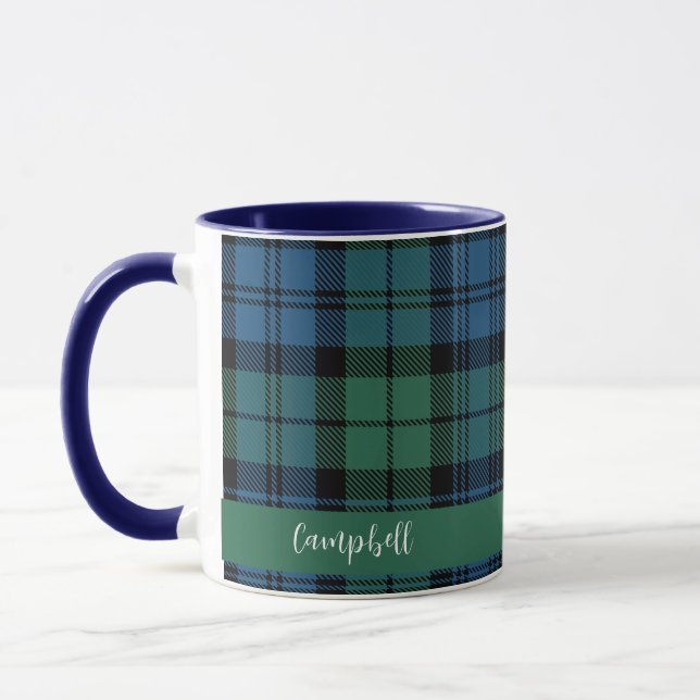 Plaid Script Campbell Tartan Custom Mug (Left)