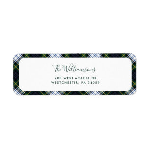 Plaid Script Christmas Holiday Return Address